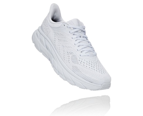 Hoka One One Clifton 7 Womens UK - White / White Road Running Shoes - GBMFW3291